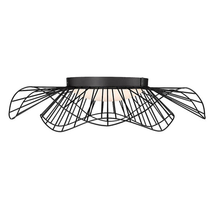 Golden Lighting Elena 1 Light Flush Mount, Natural Black/Opal