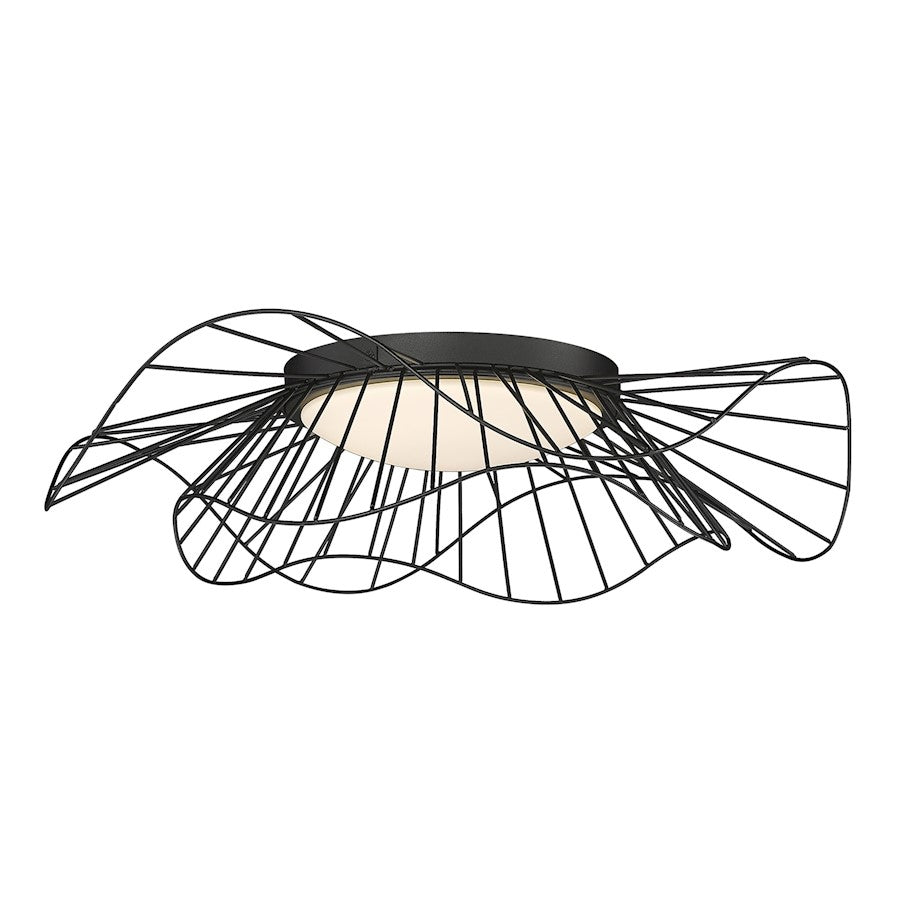 Golden Lighting Elena 1 Light Flush Mount, Natural Black/Opal