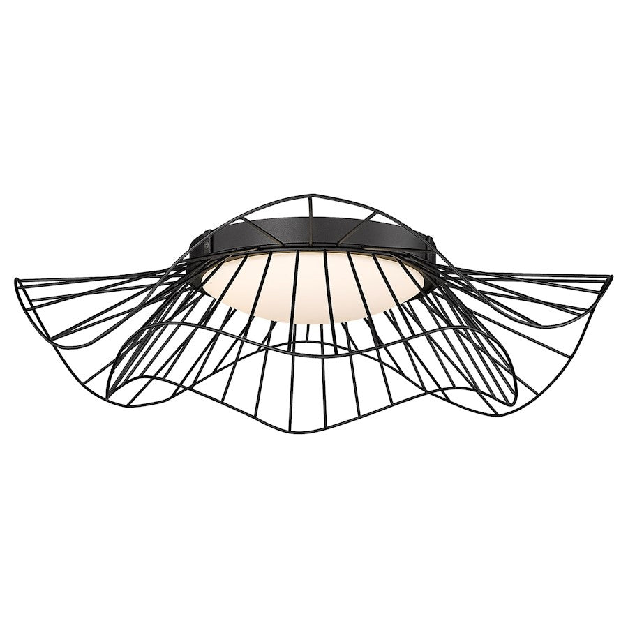 Golden Lighting Elena 1 Light Flush Mount, Natural Black/Opal