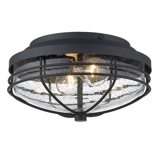 Golden Lighting Seaport 2 Light Outdoor Flush Mount, Black (UV) - 9808-OFMNB-SD