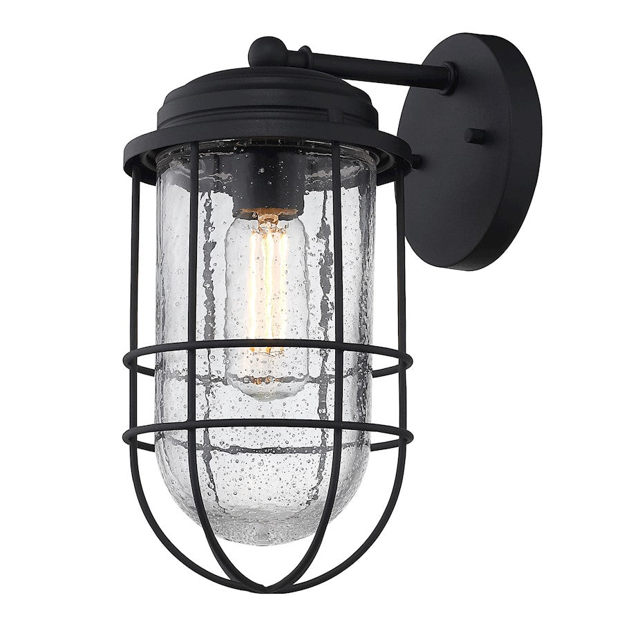 Golden Lighting Seaport 1-LT 12" Outdoor Sconce, Black UV/Cage - 9808-OWMNB-SD