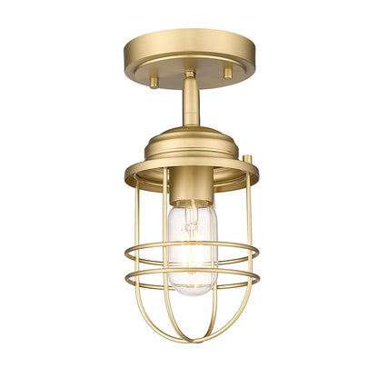 Golden Lighting Seaport 1 Light Semi-Flush Mount, Bronze