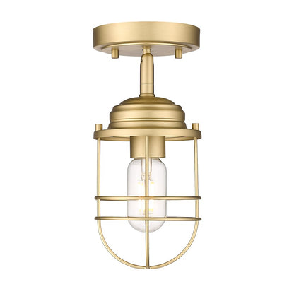 Golden Lighting Seaport 1 Light Semi-Flush Mount, Bronze