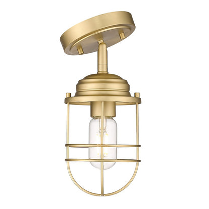 Golden Lighting Seaport 1 Light Semi-Flush Mount, Bronze