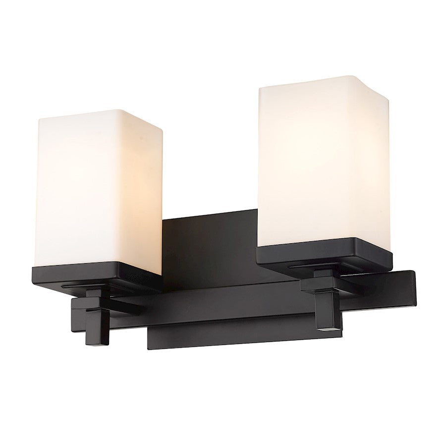 Golden Lighting Maddox 2 Light Bath Vanity, Matte Black/Opal - DDDD-BA2BLK-OP