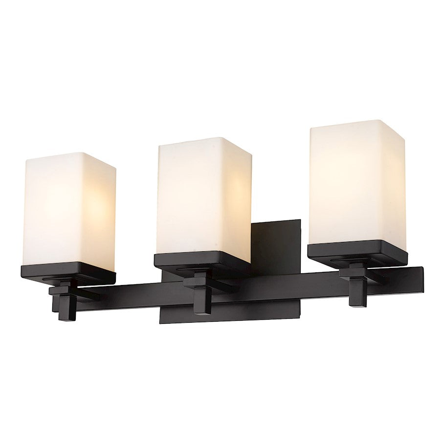 Golden Lighting Maddox 3 Light Bath Vanity, Matte Black/Opal - DDDD-BA3BLK-OP