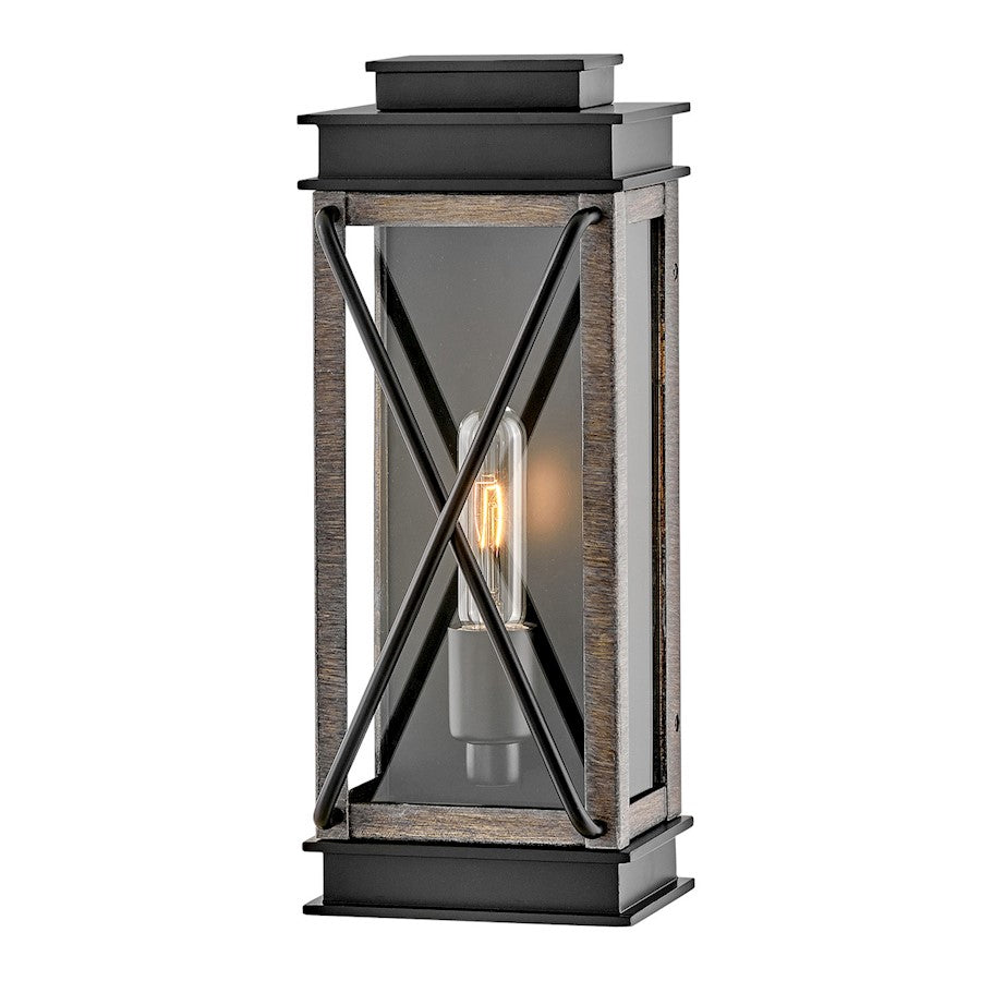 Hinkley Lighting Montecito Outdoor 1 Light Small Wall, Black/Clear - 11190BK