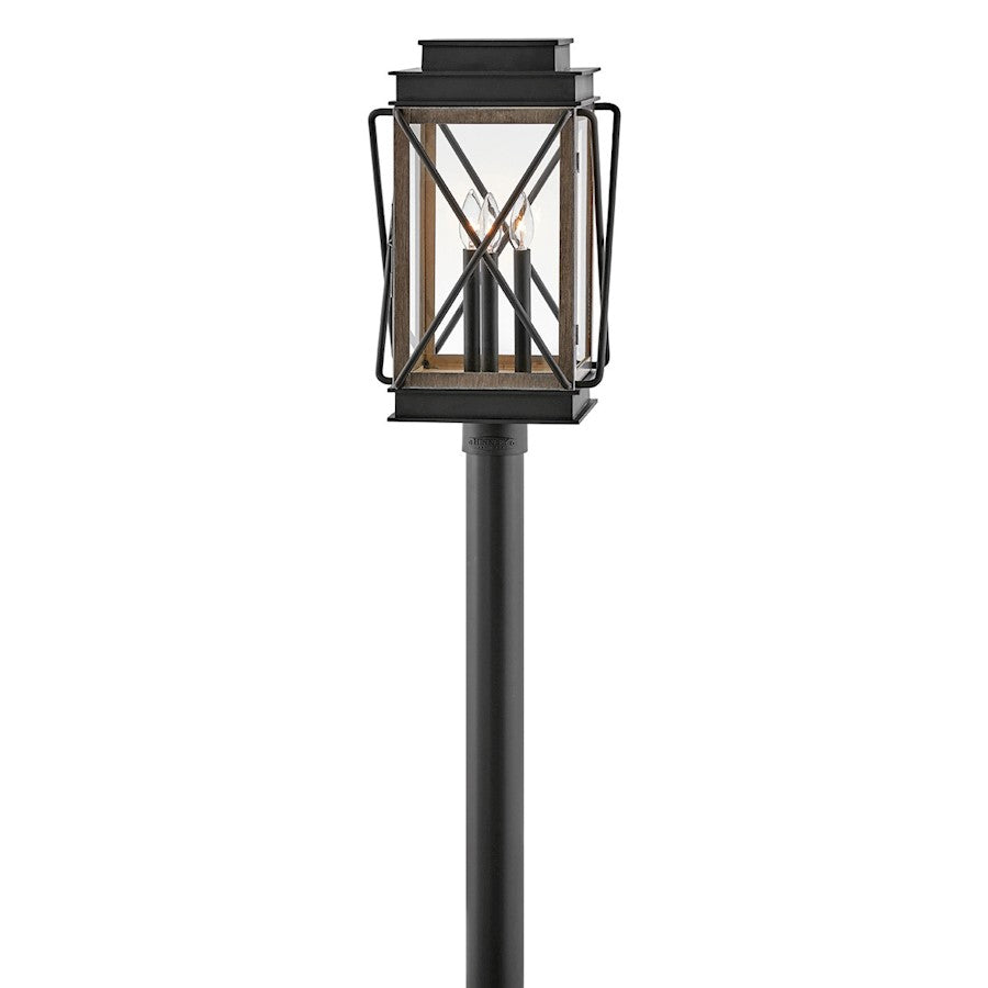 Hinkley Lighting Montecito Outdoor 3-LT Post/Pier, Black/Clear - 11191BK