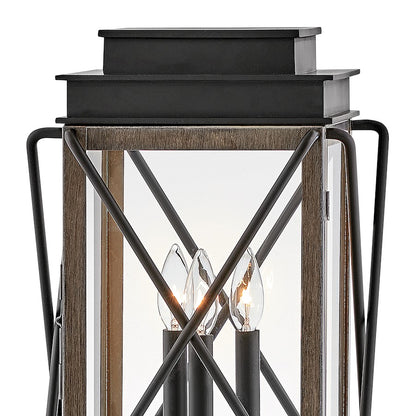 Hinkley Lighting Montecito Outdoor 3-LT Post/Pier, Black/Clear