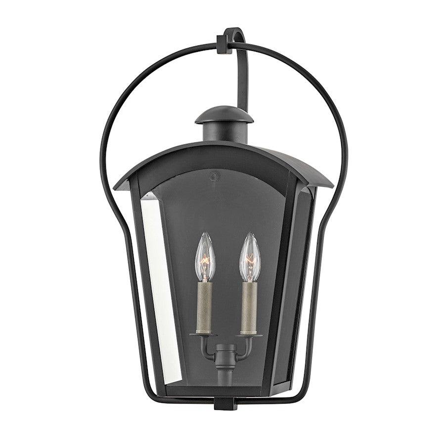 Hinkley Lighting Yale 2 Light Outdoor Medium Wall Sconce, Black/Clear - 13304BK