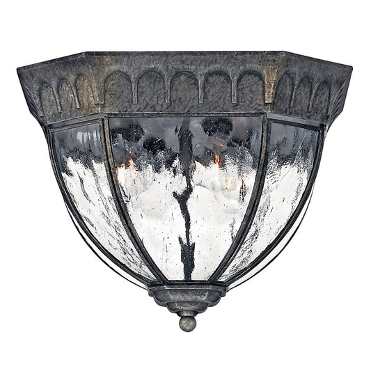 Hinkley Lighting Regal 4 Light Outdoor Flush Mount, Black Granite