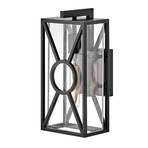 Hinkley Lighting Brixton Outdoor 1-LT Small Wall, Black/Clear Mitered - 18370BK