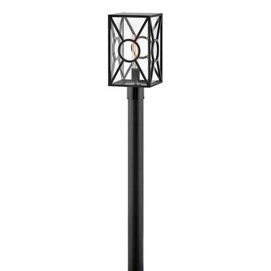 Hinkley Lighting Brixton Outdoor 1-LT Post/Pier, Black/Clear Mitered - 18371BK