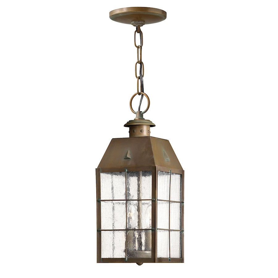 Hinkley Lighting Nantucket 2 Light Outdoor Hanging, Aged Brass