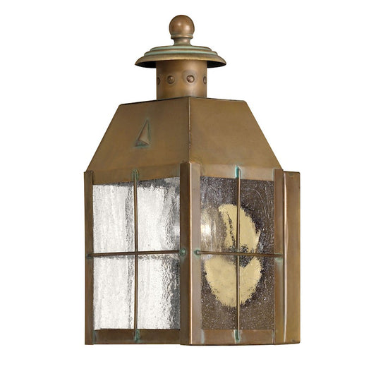 Hinkley Lighting Nantucket 1 Light Outdoor Mini Wall Mount, Aged Brass