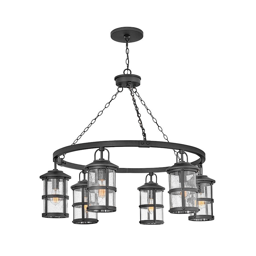 Hinkley Lighting Lakehouse 6 Light Outdoor Hanging, Black/Seedy - 2689BK-LV