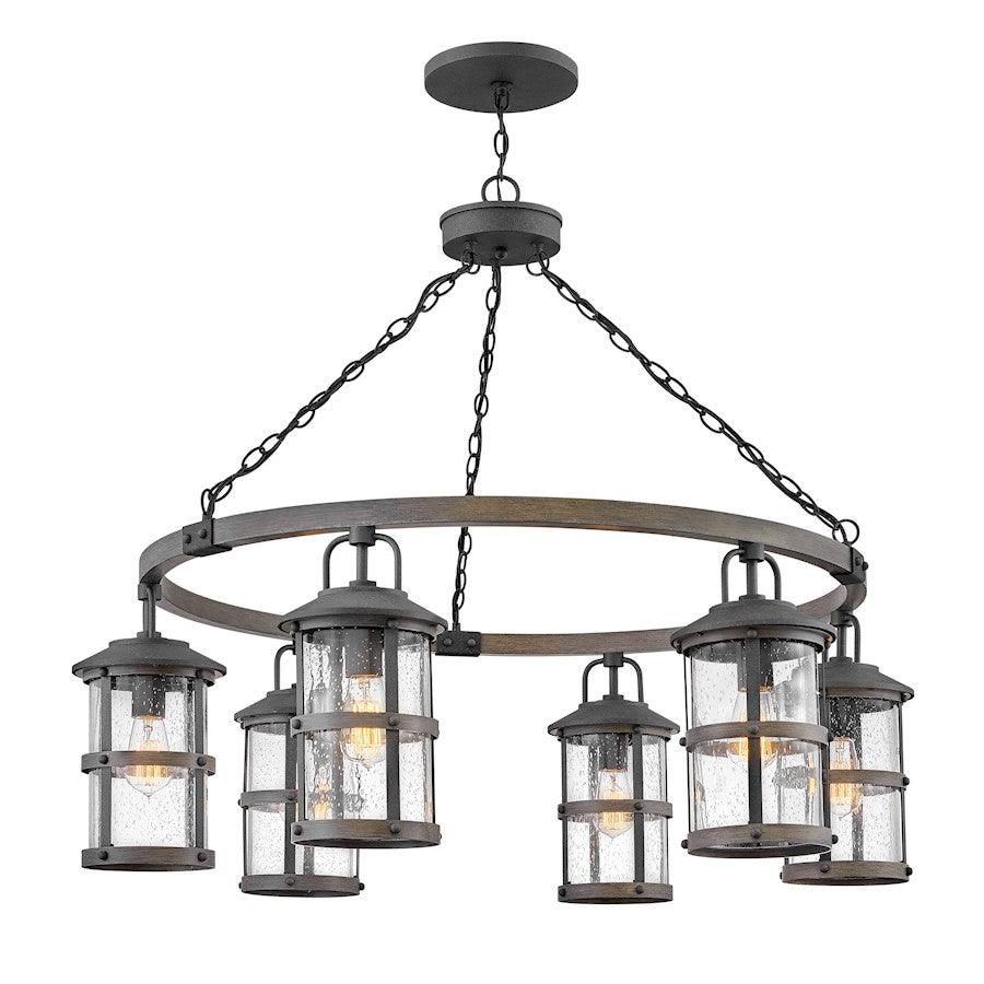 Hinkley Lighting 6 Light Lakehouse Outdoor Hanging, Aged Zinc