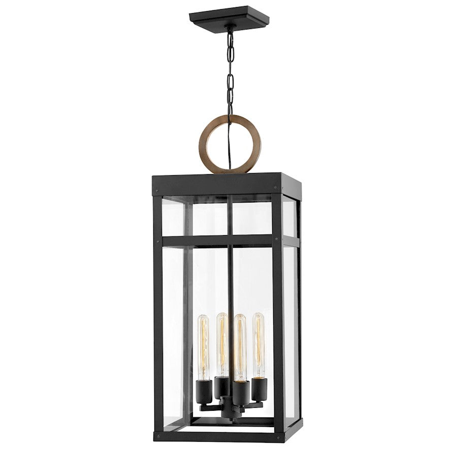 Hinkley Lighting Porter 4 Light Outdoor LG 1 Tier Pendant, Black - 2808BK-LL