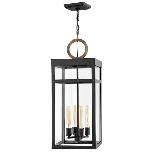 Hinkley Lighting Porter 4 Light Outdoor LG 1 Tier Pendant, Black - 2808BK-LL