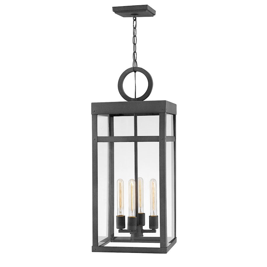 Hinkley Lighting Porter Outdoor 4-LT Single Tier Pendant, Zinc/Clear - 2808DZ-LL