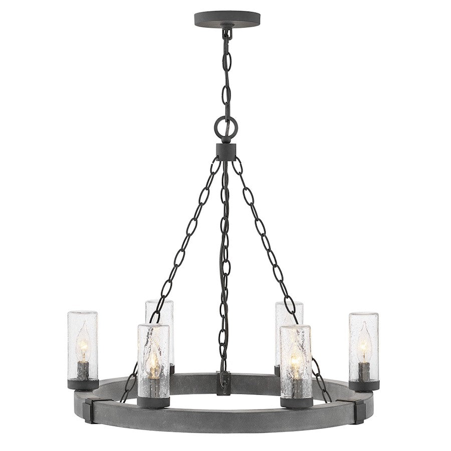 Hinkley Lighting Sawyer 6 Light Outdoor Hanging, Aged Zinc/Seedy - 29206DZ-LV