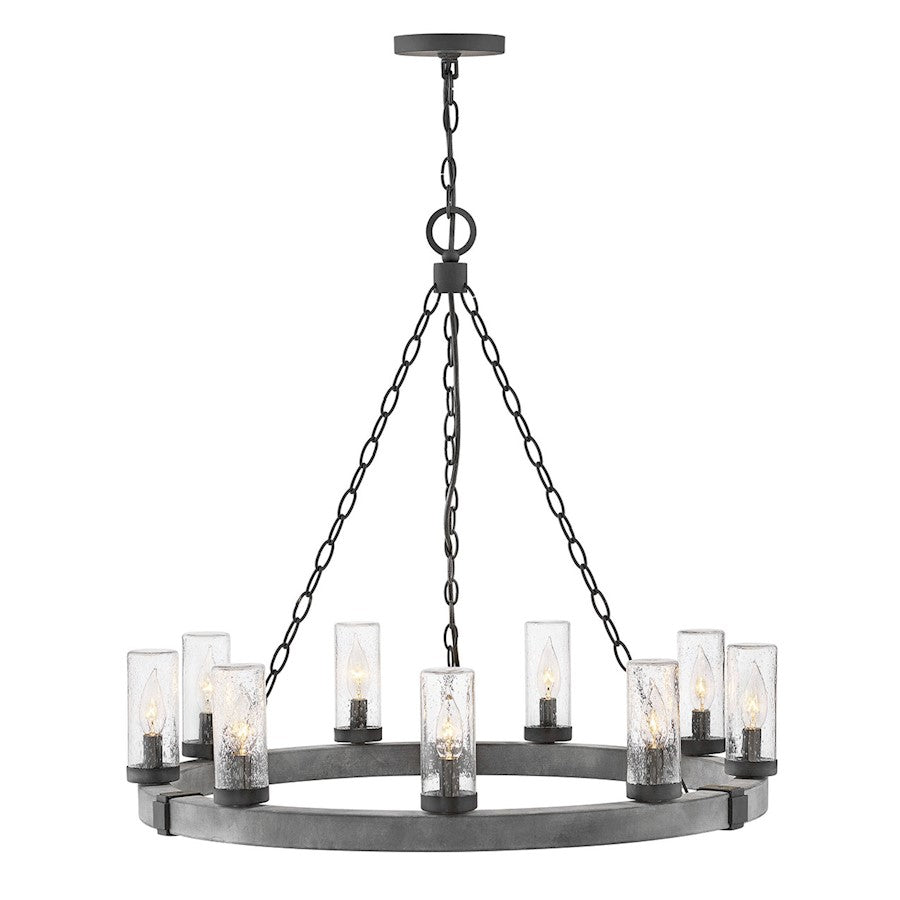 Hinkley Lighting Sawyer 9 Light Outdoor Hanging, Aged Zinc/Seedy - 29208DZ-LV