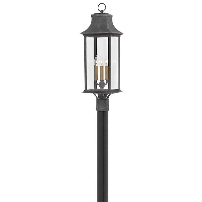 Hinkley Lighting Adair 3 Light Outdoor Post Mount Lantern, Aged Zinc