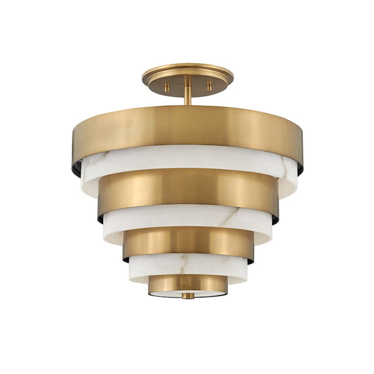 Hinkley Lighting Echelon 3 Light Semi-flush Mount, Heritage Brass - 30183HB