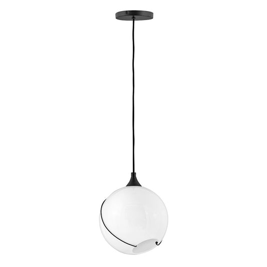 Hinkley Lighting Skye 1 Light Pendant in Black/Cased Opal glass - 30303BLK-WH