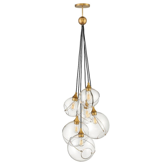 6 Light Skye Chandelier, Heritage Brass