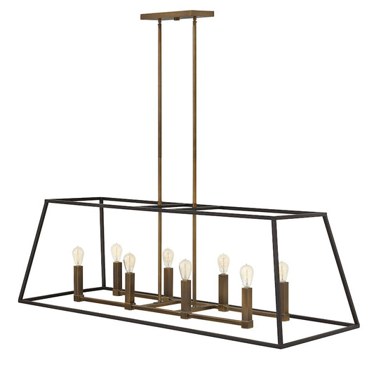 8 Light Linear Chandelier, Bronze