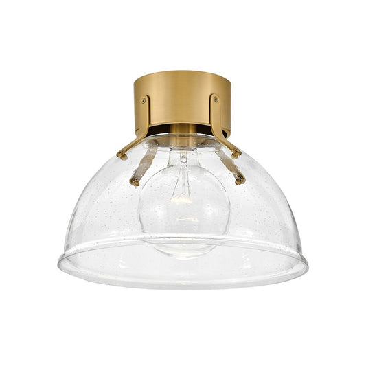 Hinkley Lighting Argo 1 Light Small Flush Mount, Brass/Clear Seedy - 3481HB-CS