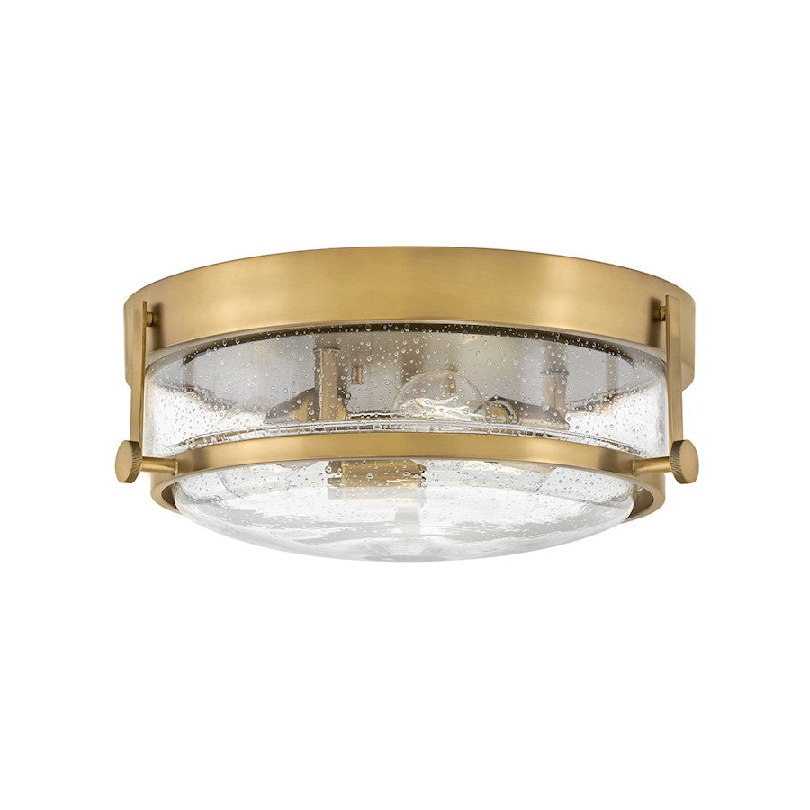 Hinkley Lighting Harper 3 Light Small Flush Mount, Brass/Clear Seedy - 3640HB-CS