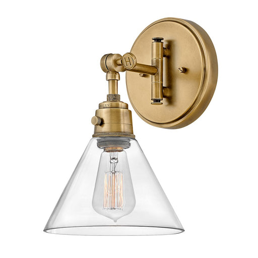 Hinkley Lighting Arti 1 Light Sconce, Heritage Brass/Clear glass - 3691HB-CL