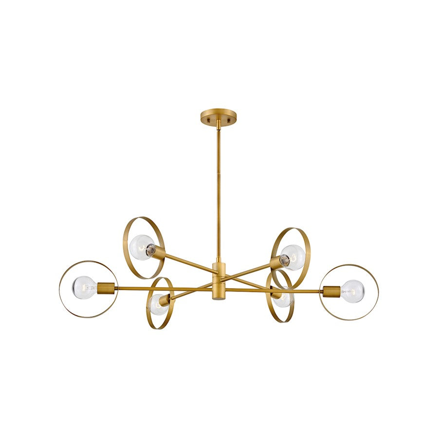 Hinkley Lighting Desi 6 -LT Large Single Tier Foyer, Lacquered Brass - 37296LCB