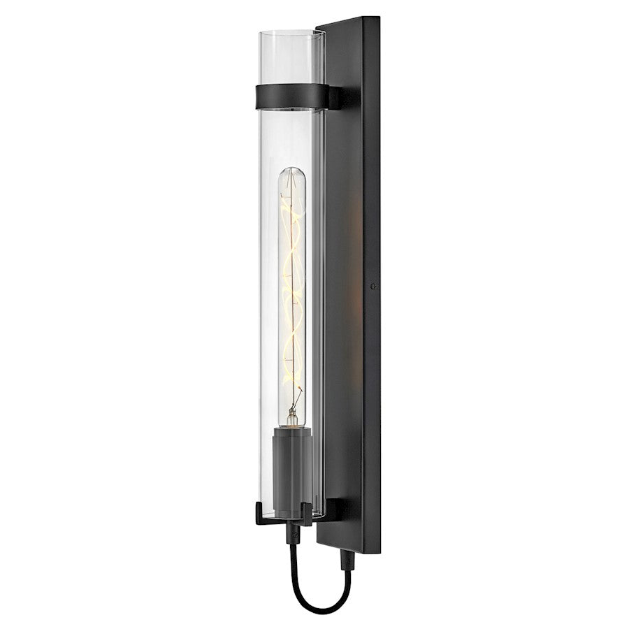 Hinkley Lighting Ryden 1 Light Tall Sconce, Black/Clear - 37852BK-LL