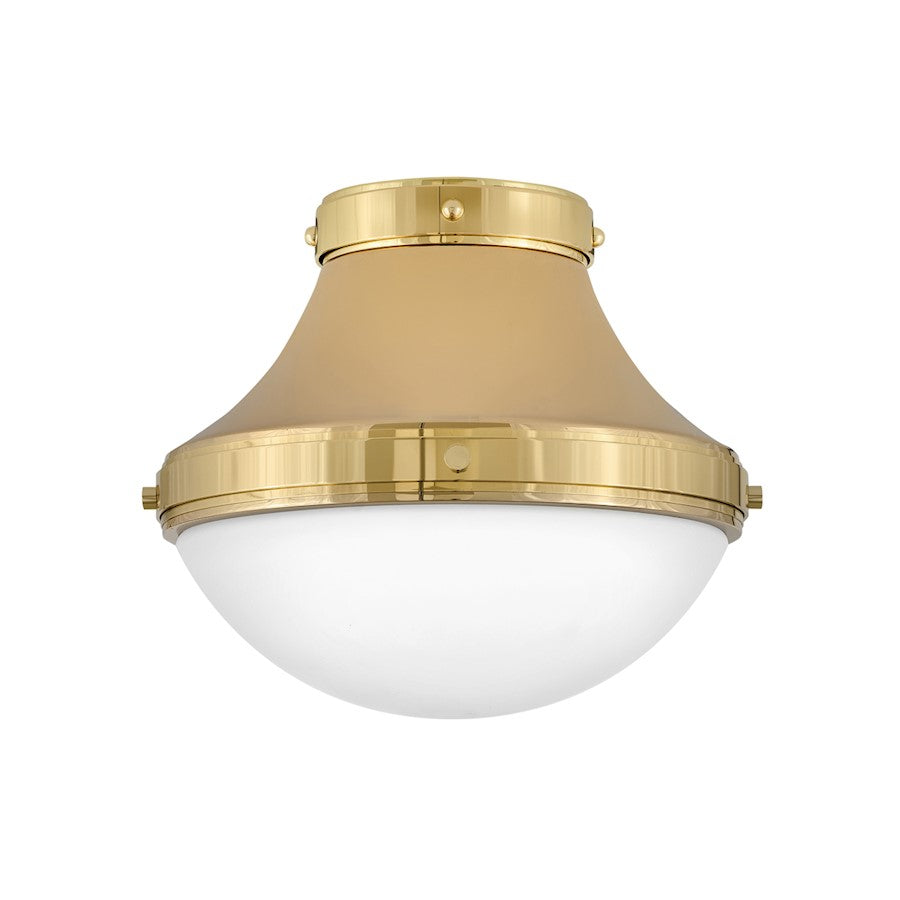 Hinkley Lighting Oliver 1 Light SM Flush, Bright Brass/Etched Opal - 39051BBR