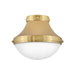 Hinkley Lighting Oliver 1 Light SM Flush, Bright Brass/Etched Opal - 39051BBR
