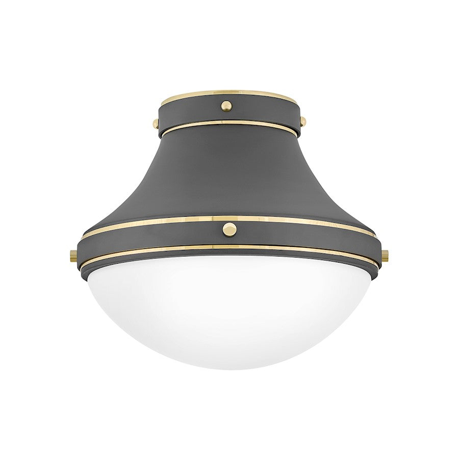 Hinkley Lighting Oliver 1 Light Small Flush Mount, Grey/Etched Opal - 39051DMG