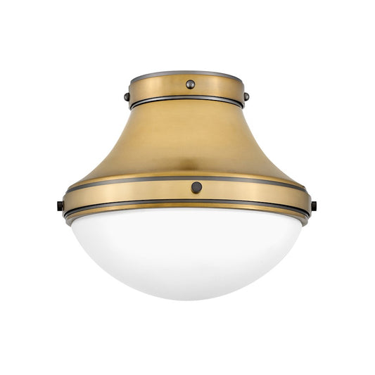 Hinkley Lighting Oliver 1 Light SM Flush Mount, Heritage/Etched Opal - 39051HB