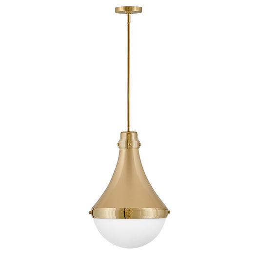 Hinkley Lighting Oliver 1 Light MED Pendant, Bright Brass/Etched Opal - 39054BBR