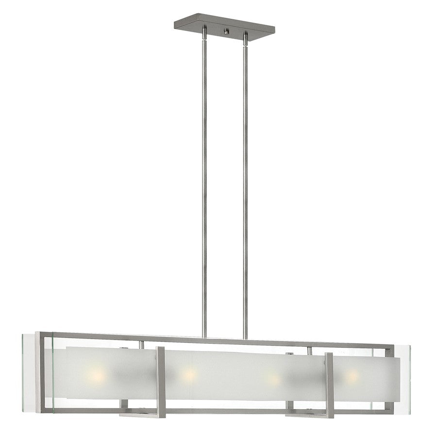 Hinkley Lighting Latitude 4 Light Chandelier Linear, Brushed Nickel