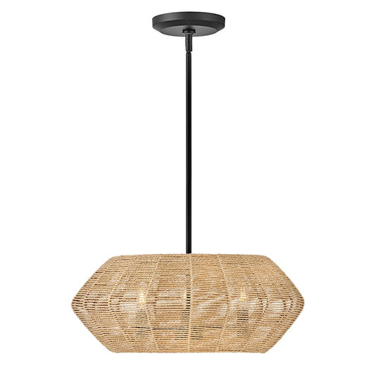 Hinkley Lighting Luca 3 Light SM Conv Drum Chandelier, BK/Camel - 40383BLK-CML