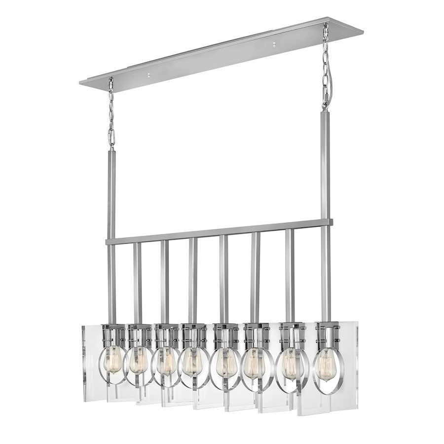 8 Light Ludlow Chandelier, Polished Nickel