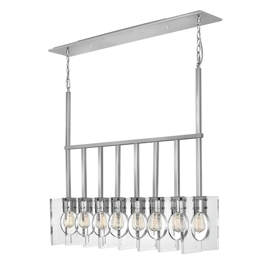 8 Light Ludlow Chandelier, Polished Nickel