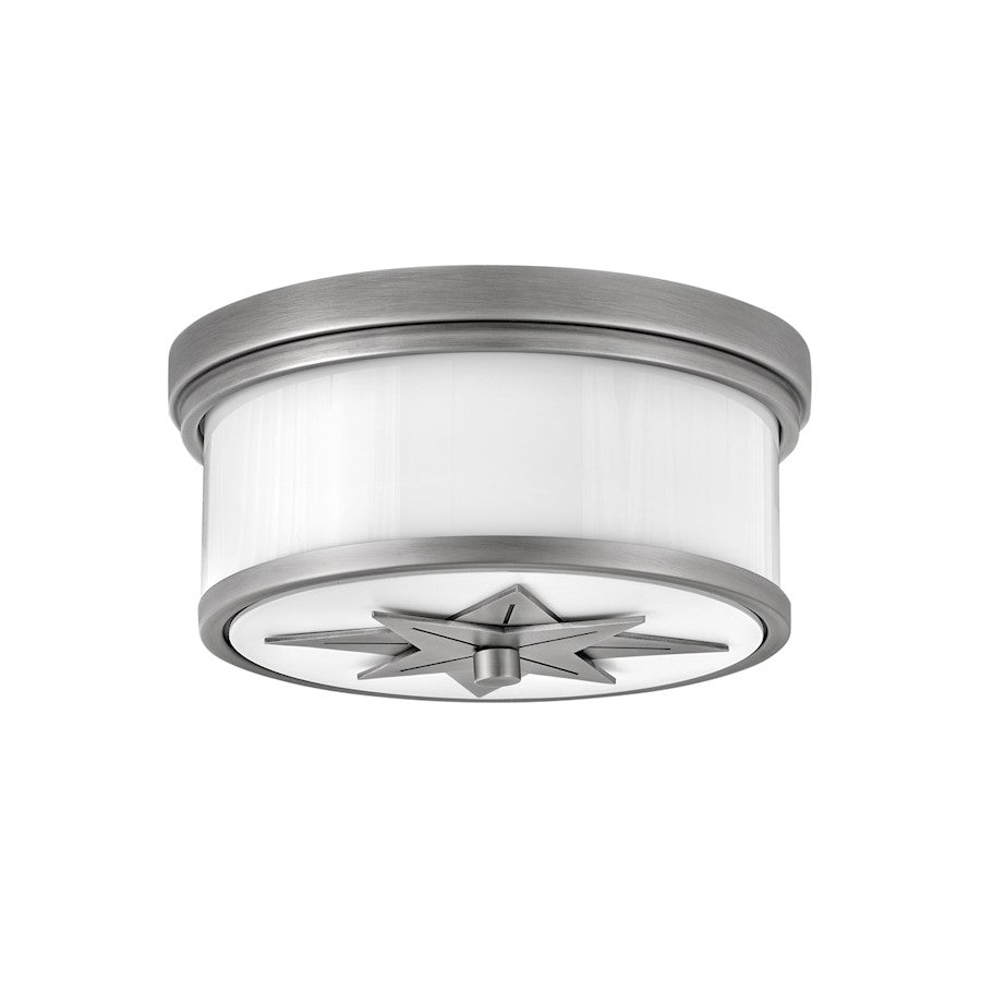 Hinkley Lighting Montrose 2 Light Med Flush Mount, Nickel/Etched Opal - 42801AN