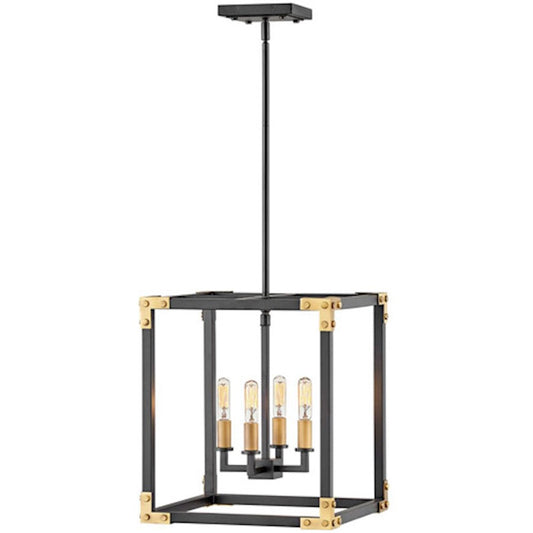 4 Light Louis Chandelier, Satin Black