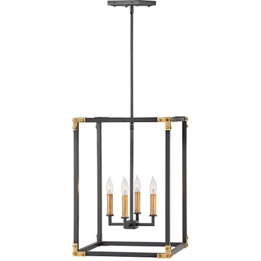 4 Light Louis Chandelier, Satin Black