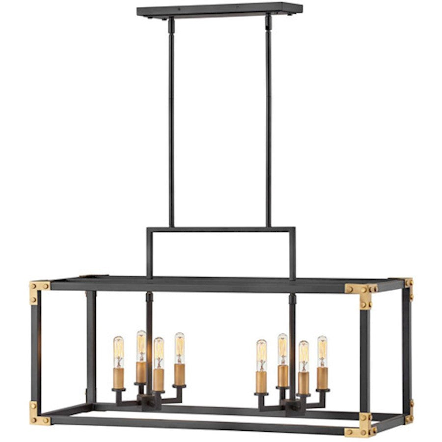 8 Light Louis Chandelier, Satin Black