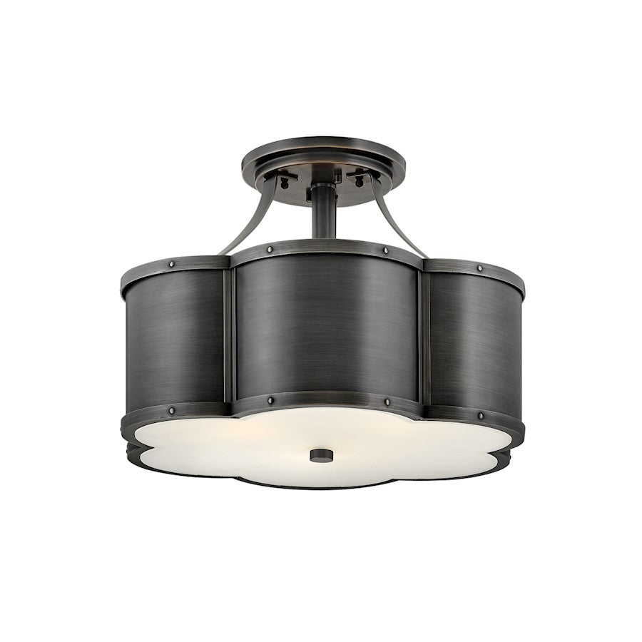 Hinkley Lighting Chance 3 Light Semi-flush Mount in Blackened Brass - 4444BLB